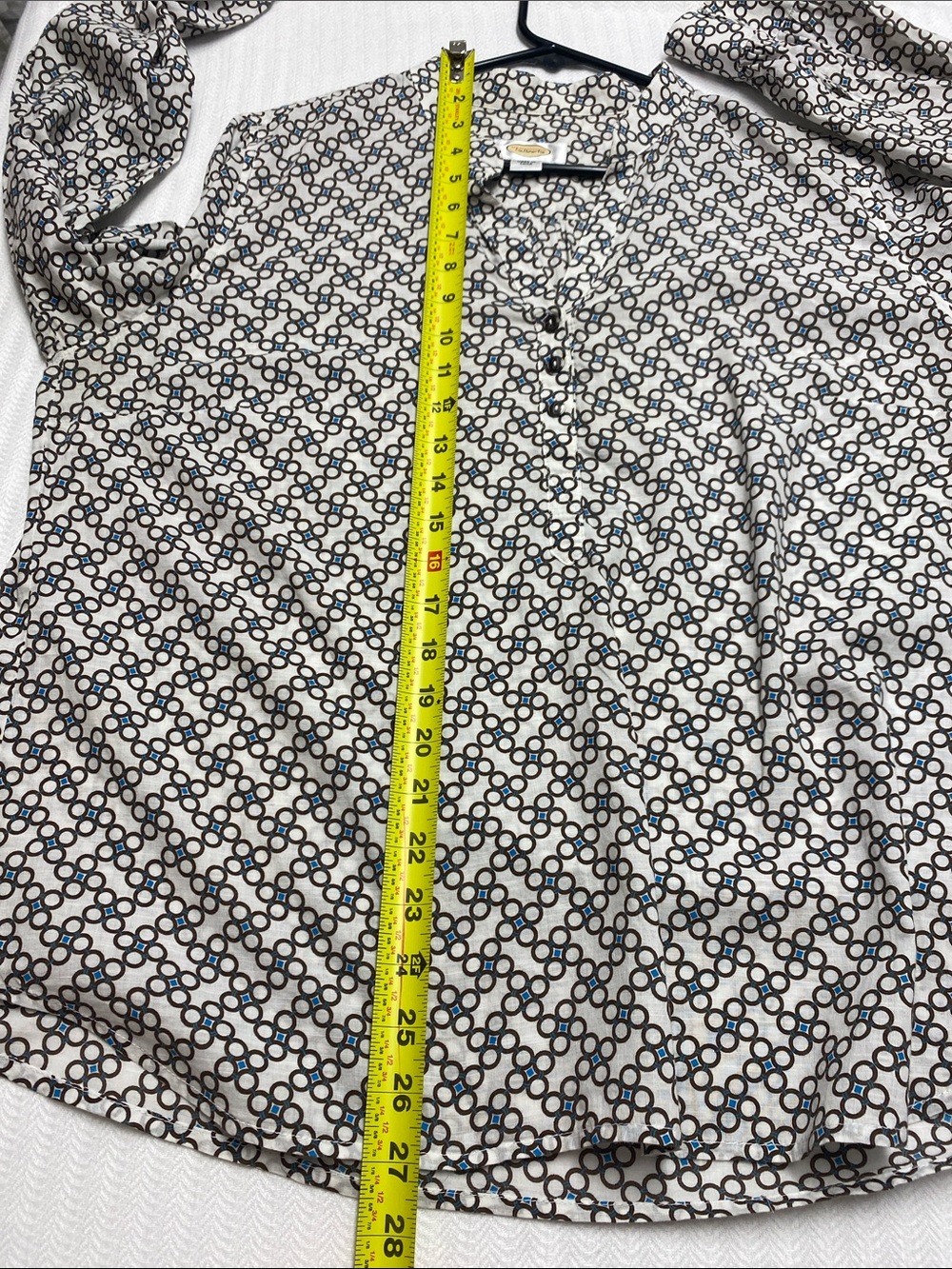 Talbots Cotton Blouse Geometric Print Preppy Office Career Cottagecore Top Large - Picture 9 of 11